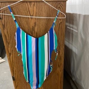 Striped one piece swimsuit